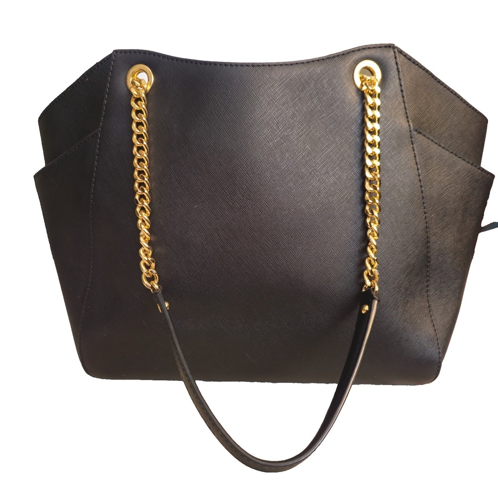 Michael Kors Jet Set Travel Tote Bag Large Chain Black Saffiano Leather NWT - Picture 2 of 16